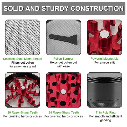 63mm Premium Zinc Alloy Grinder – 4-Layer Multifunctional Herb & Spice Crusher