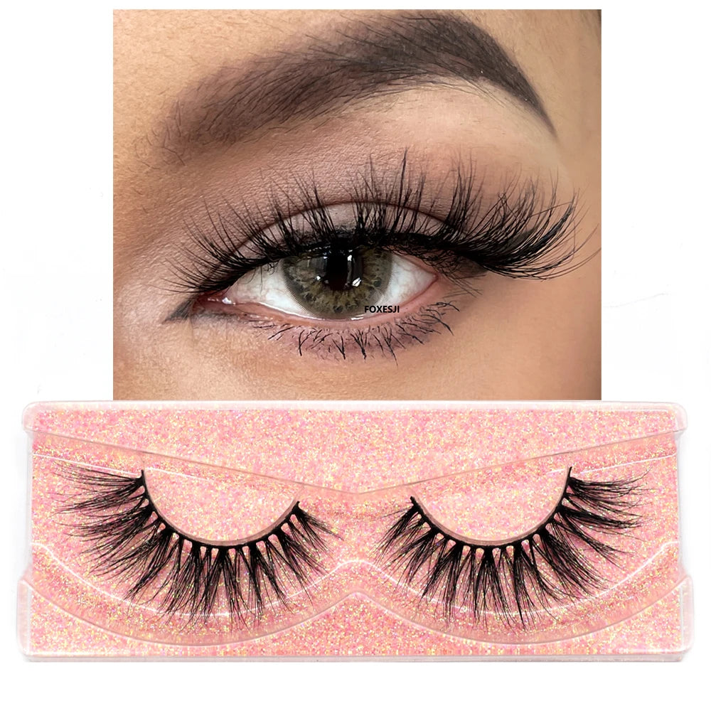 3D Mink Lashes – Fluffy Crisscross Wispy Strip Lashes 1 Hard Box