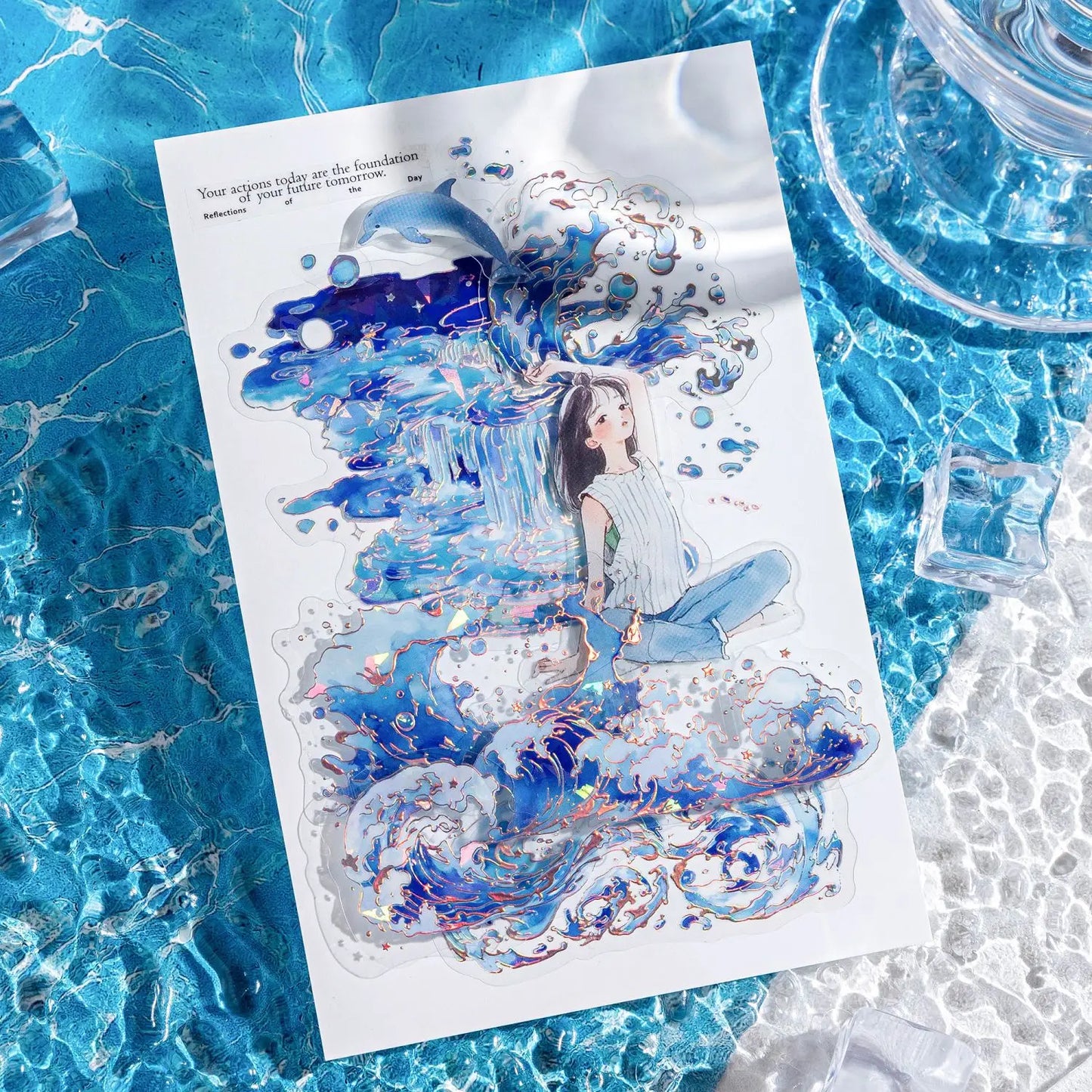20pcs Kawaii “Boundless Waterspeak” Stickers – Dreamy Decor for Your Journal