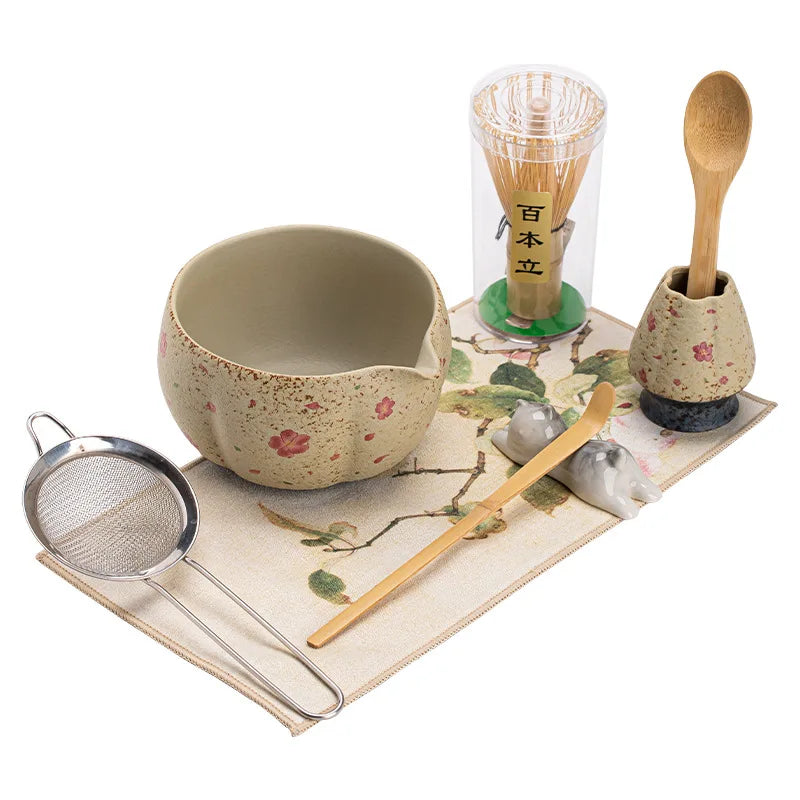 Japanese Matcha Tea Set – 2–8pcs Bamboo Whisk & Ceramic Bowl Gift Box