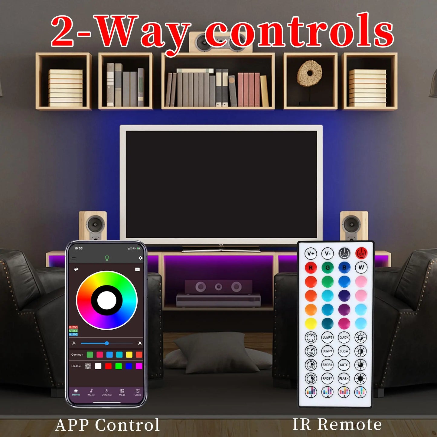 RGB LED Strip Lights – Music Sync Rope Lights with Remote & App Control (16ft–196ft)