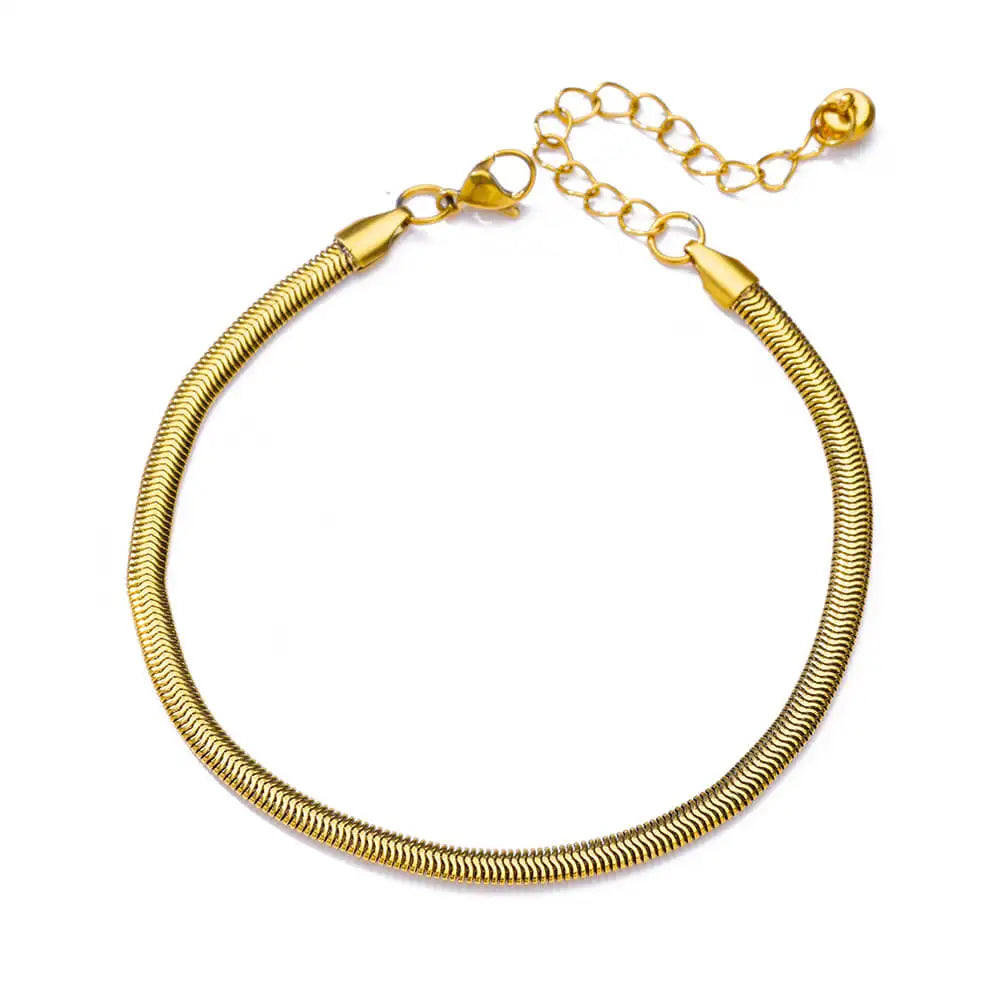 Chunky Figaro Chain Anklet – Unisex Stainless Steel Gold Anklet Jewelry (21+10cm)