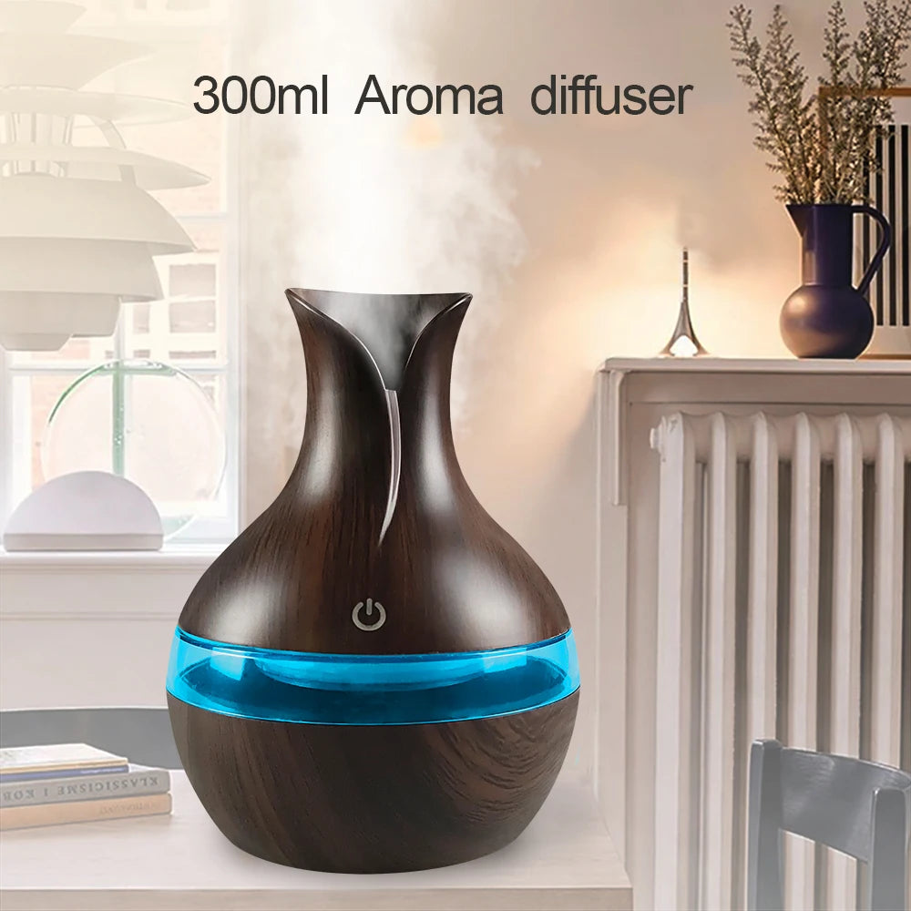 Mini USB Diffuser & Air Humidifier – 300ml Cool Mist Maker with LED Night Light