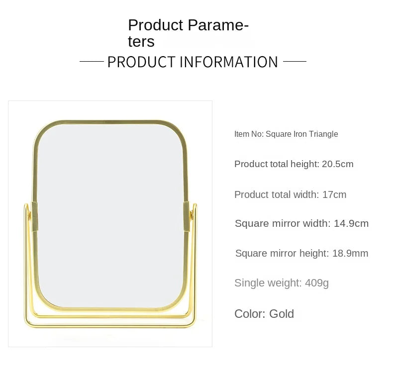 Dual-Sided Square Tabletop Makeup Mirror