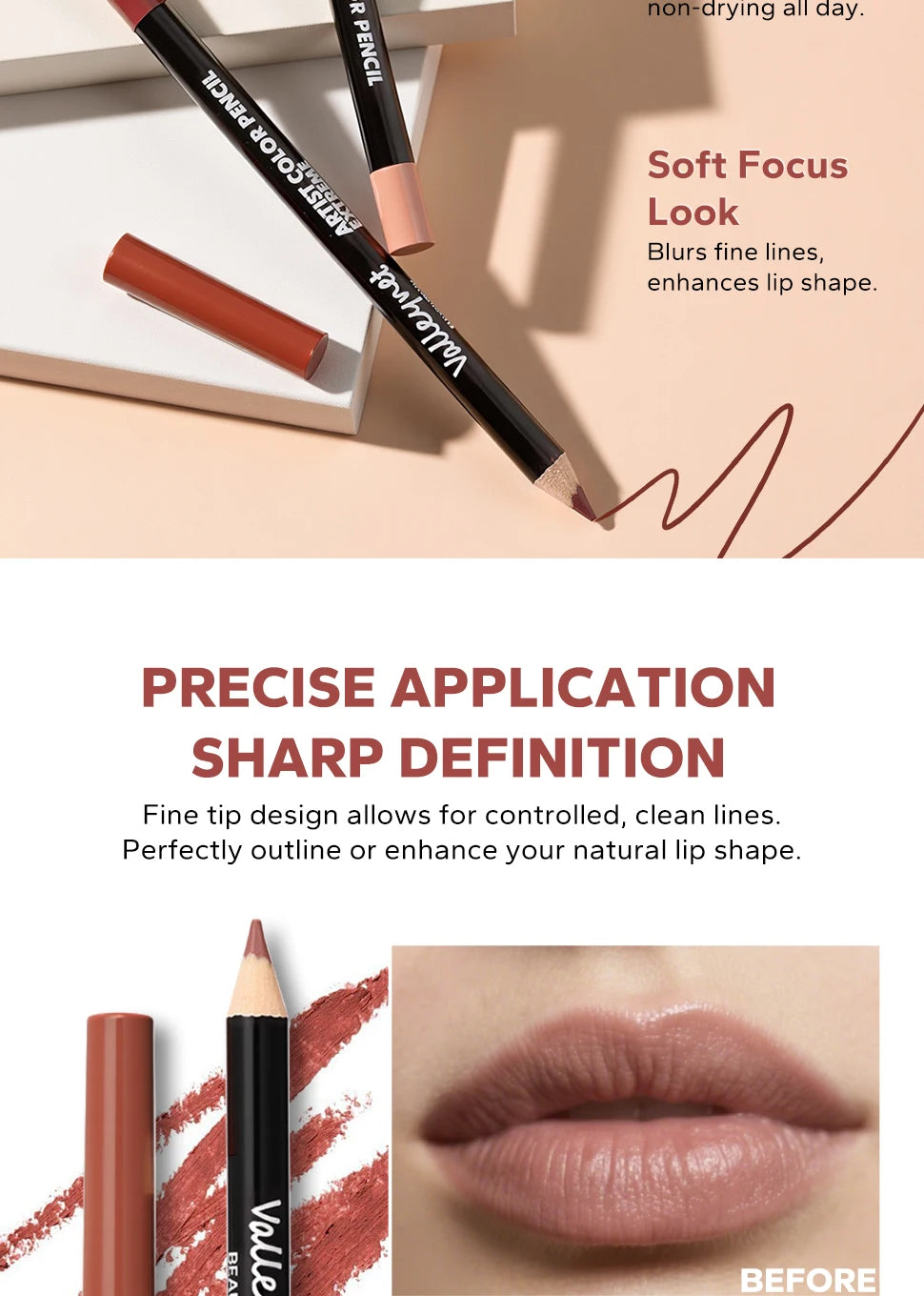 12pcs Matte Silky Lip Liner Set ✨