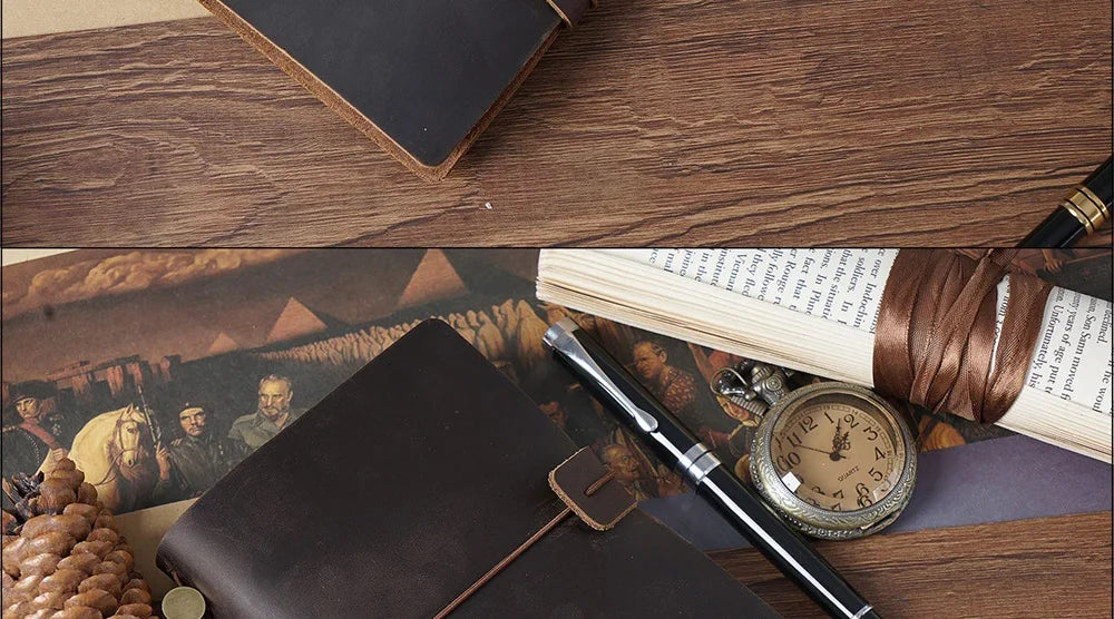 Genuine Leather Refillable Travel Journal – Handmade Retro Diary & Sketchbook