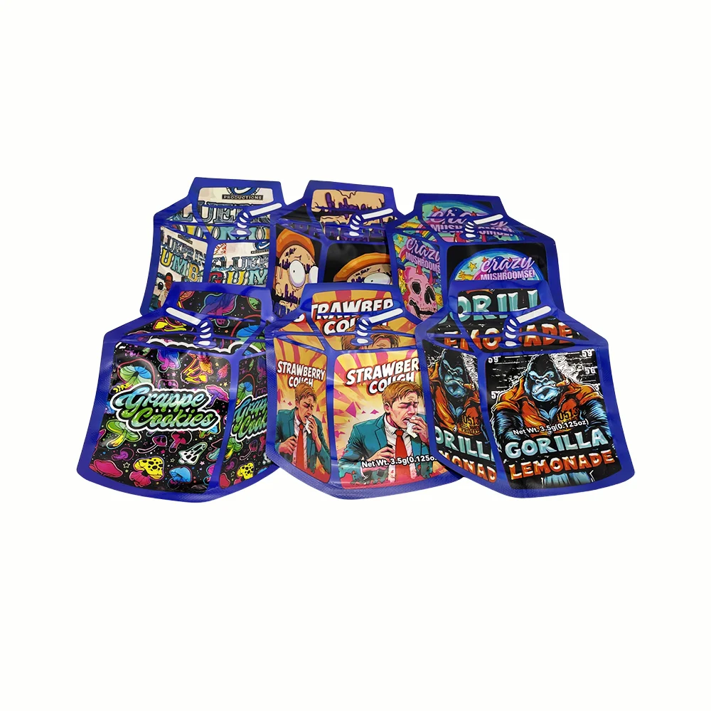 50pcs Holographic Juice Can Mylar Bags – Resealable Stand-Up Pouches
