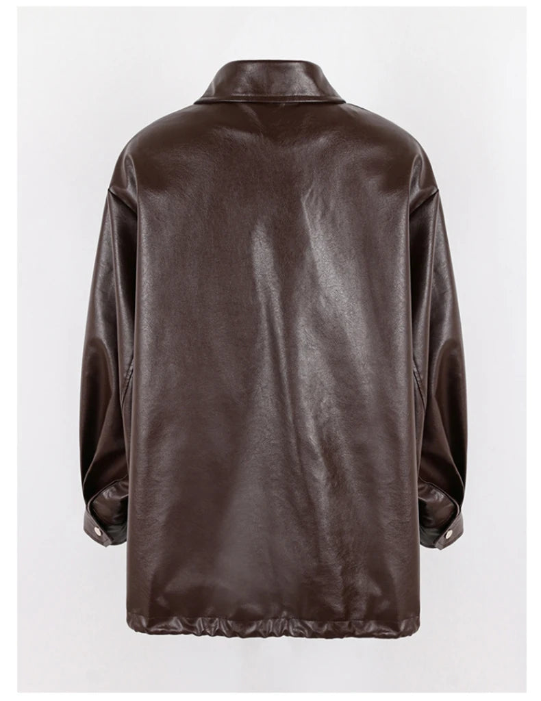Oversized Faux Leather Jacket – Casual Cool Street Style