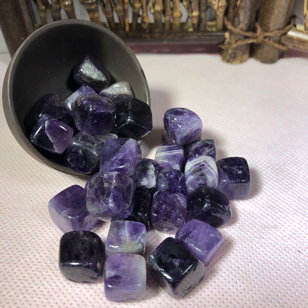 Natural Dream Amethyst & Citrine Crystal Tumble Stones – Reiki Healing Gemstones for Energy & Décor