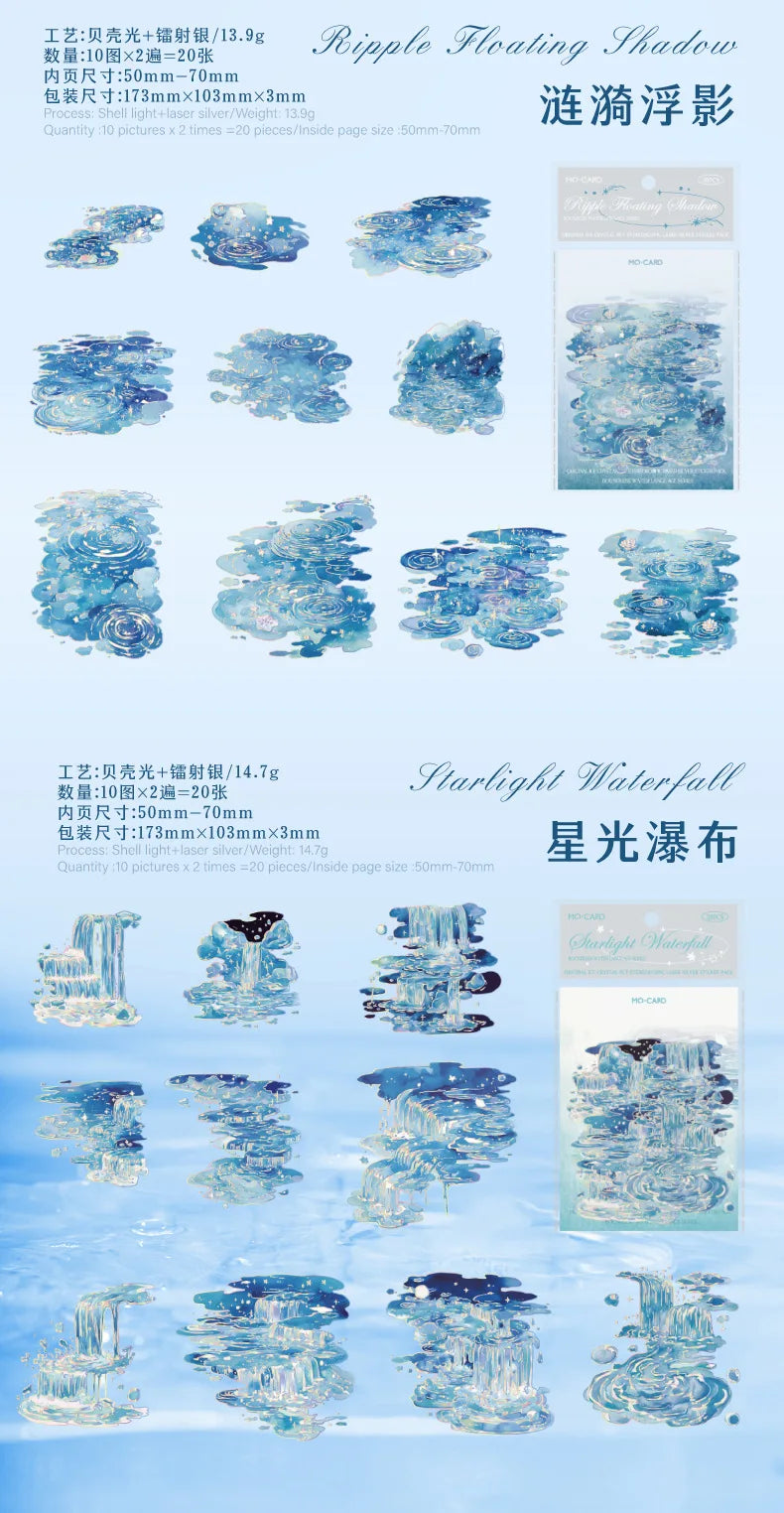 20pcs Kawaii “Boundless Waterspeak” Stickers – Dreamy Decor for Your Journal