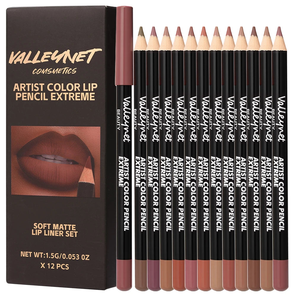 12pcs Matte Silky Lip Liner Set ✨