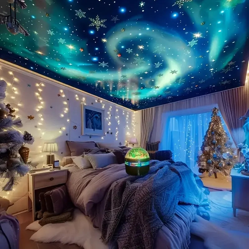 Aurora Borealis Starry Sky Projection Light – LED Night Light with Remote Control & 7 Lighting Effects