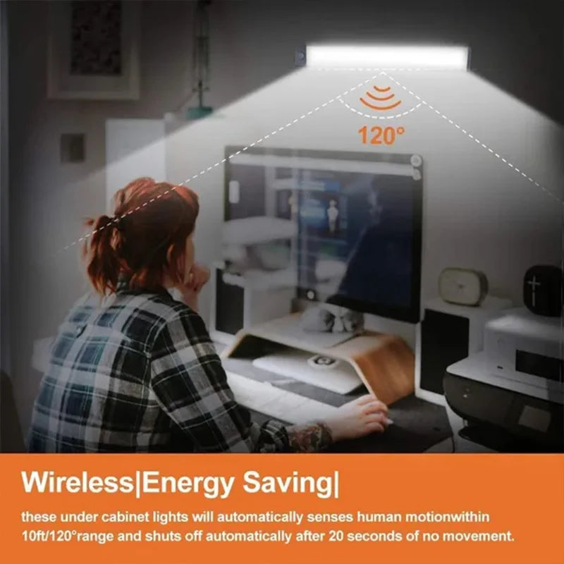 PIR Motion Sensor LED Under Cabinet Lamp – Rechargeable & Dimmable