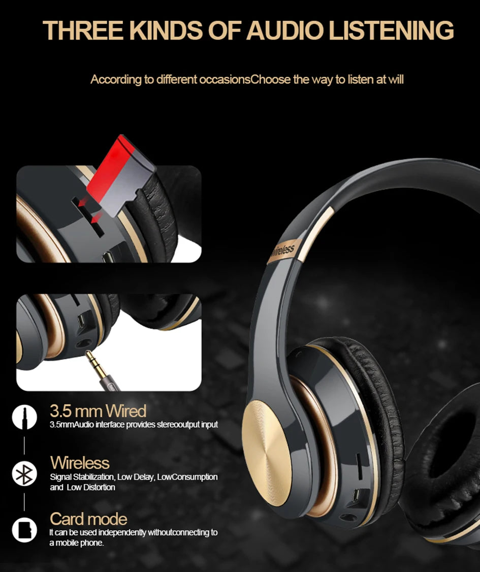 Foldable Bluetooth Sport Headphones – Bass, Comfort, & Wireless Freedom