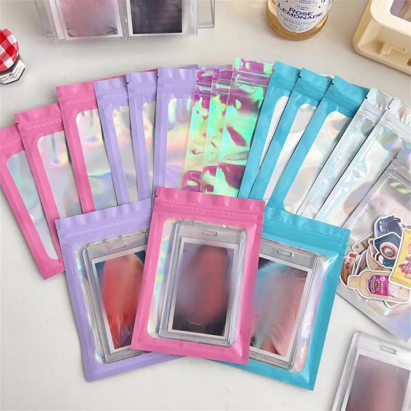 10pcs Holographic Smell-Proof Mylar Bags – Resealable Ziplock Pouches