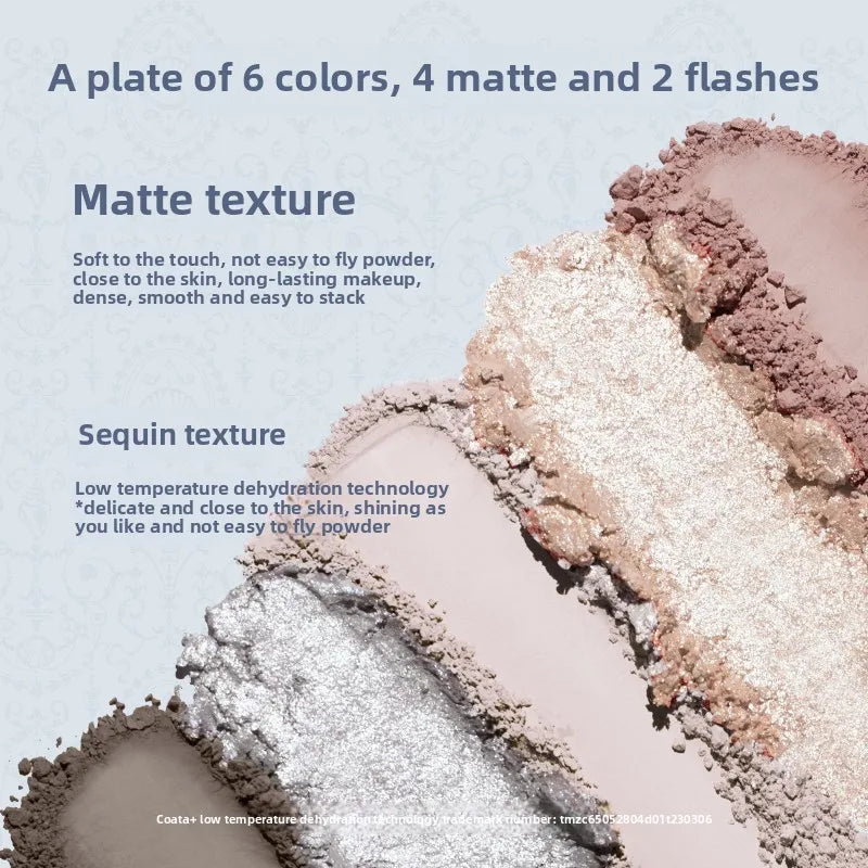 Shell Pearl 6-Color Eyeshadow Palette – Matte, Shimmer & Metallic Glow