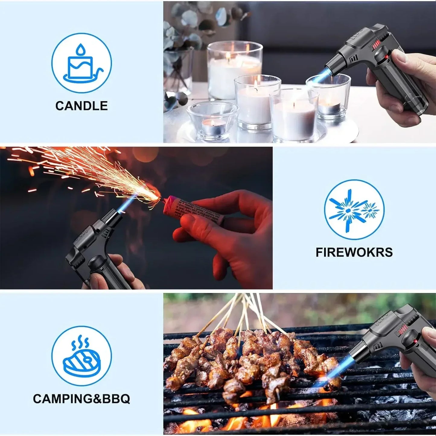 8-Pack Torch Lighters – Windproof Butane Gas Flame Gadgets for Kitchen & Outdoor Use (2025 New)