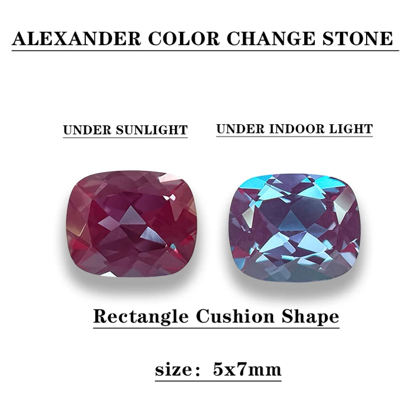 Lab-Grown Color Change Alexandrite Gemstone Beads – Certified Oval or Cushion Cut