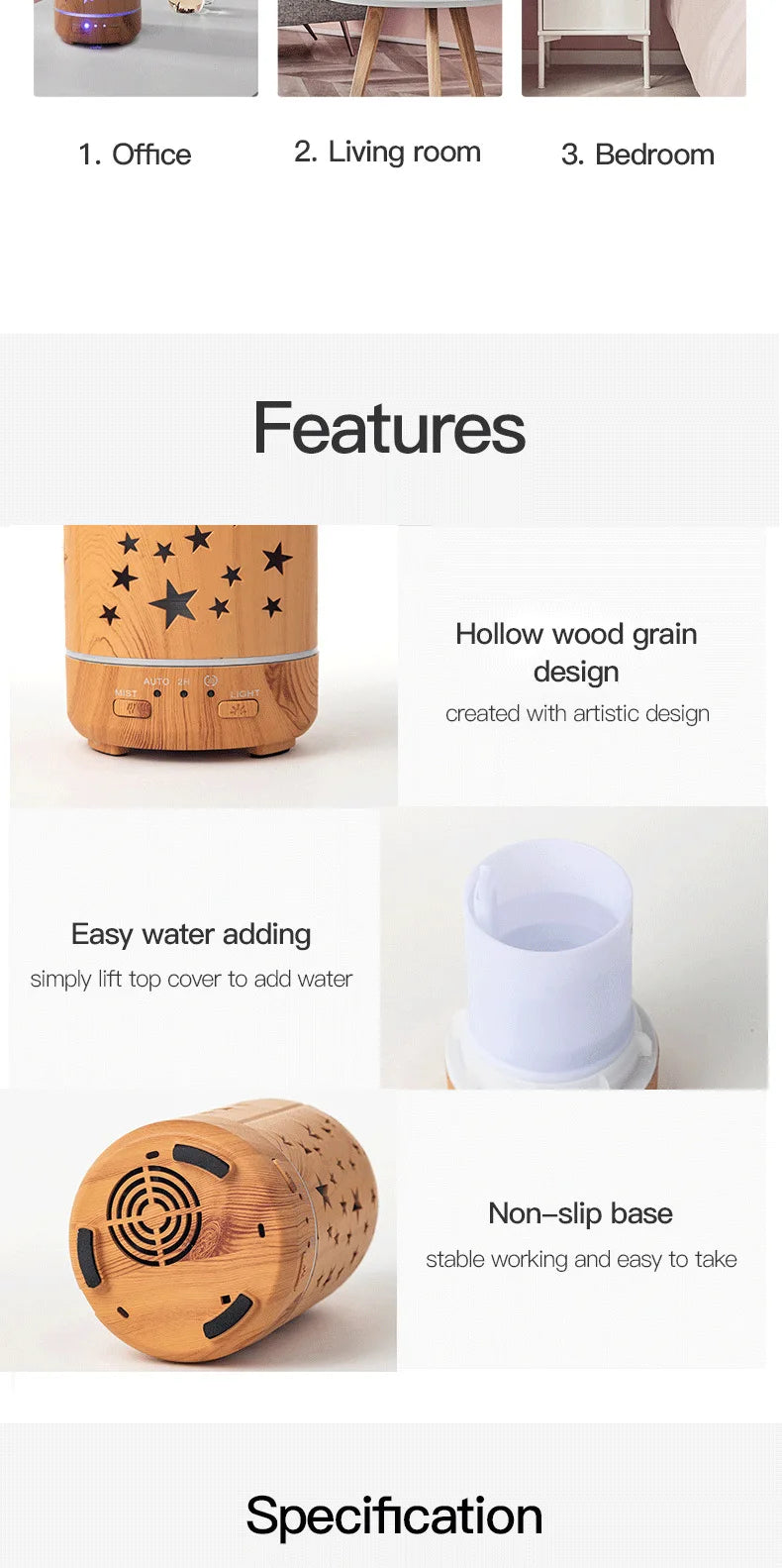 Ultrasonic Essential Oil Diffuser – 100ml LED Aromatherapy Humidifier with Adjustable Mist Modes