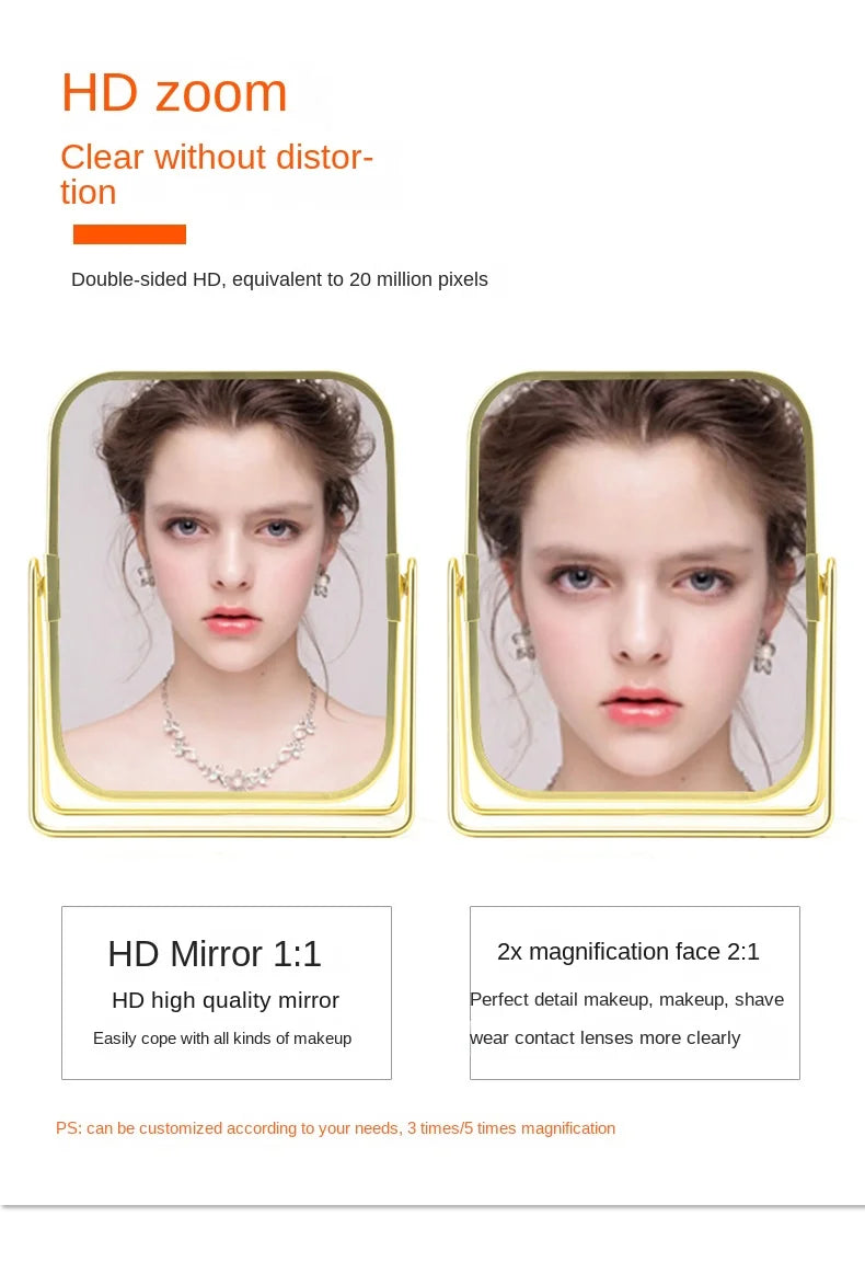 Dual-Sided Square Tabletop Makeup Mirror