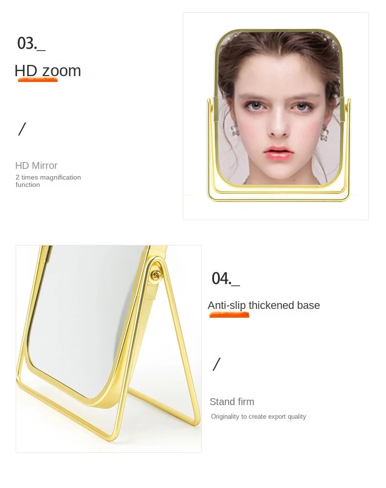 Dual-Sided Square Tabletop Makeup Mirror