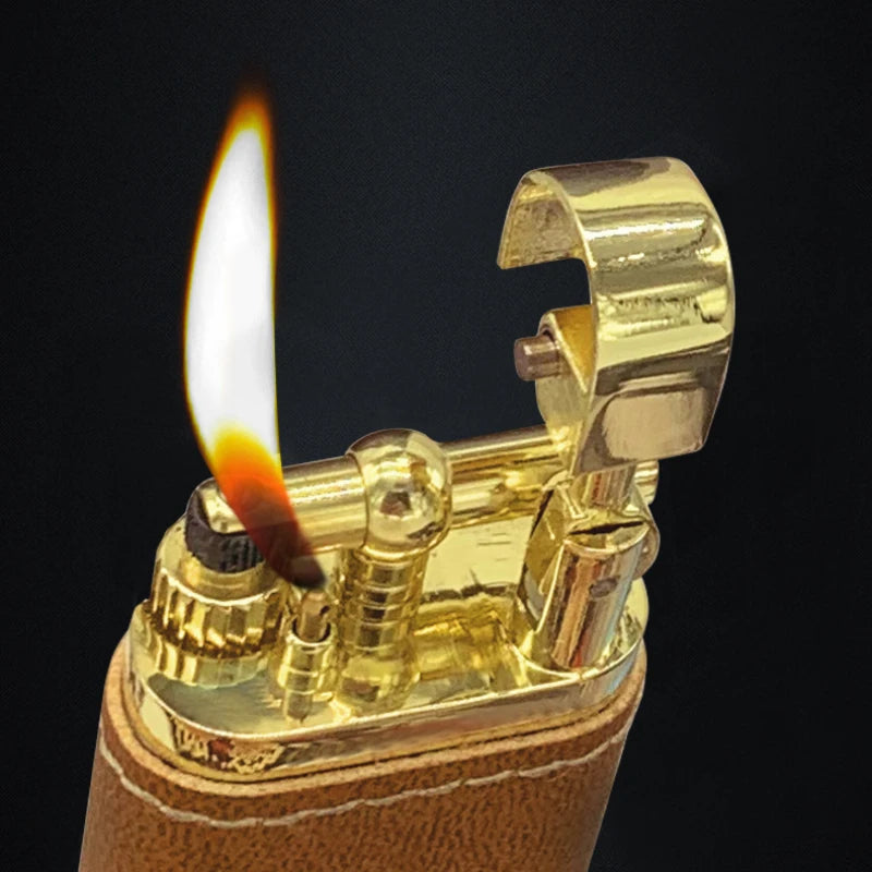 Vintage Oblique Fire Pipe Lighter – Metal Reusable