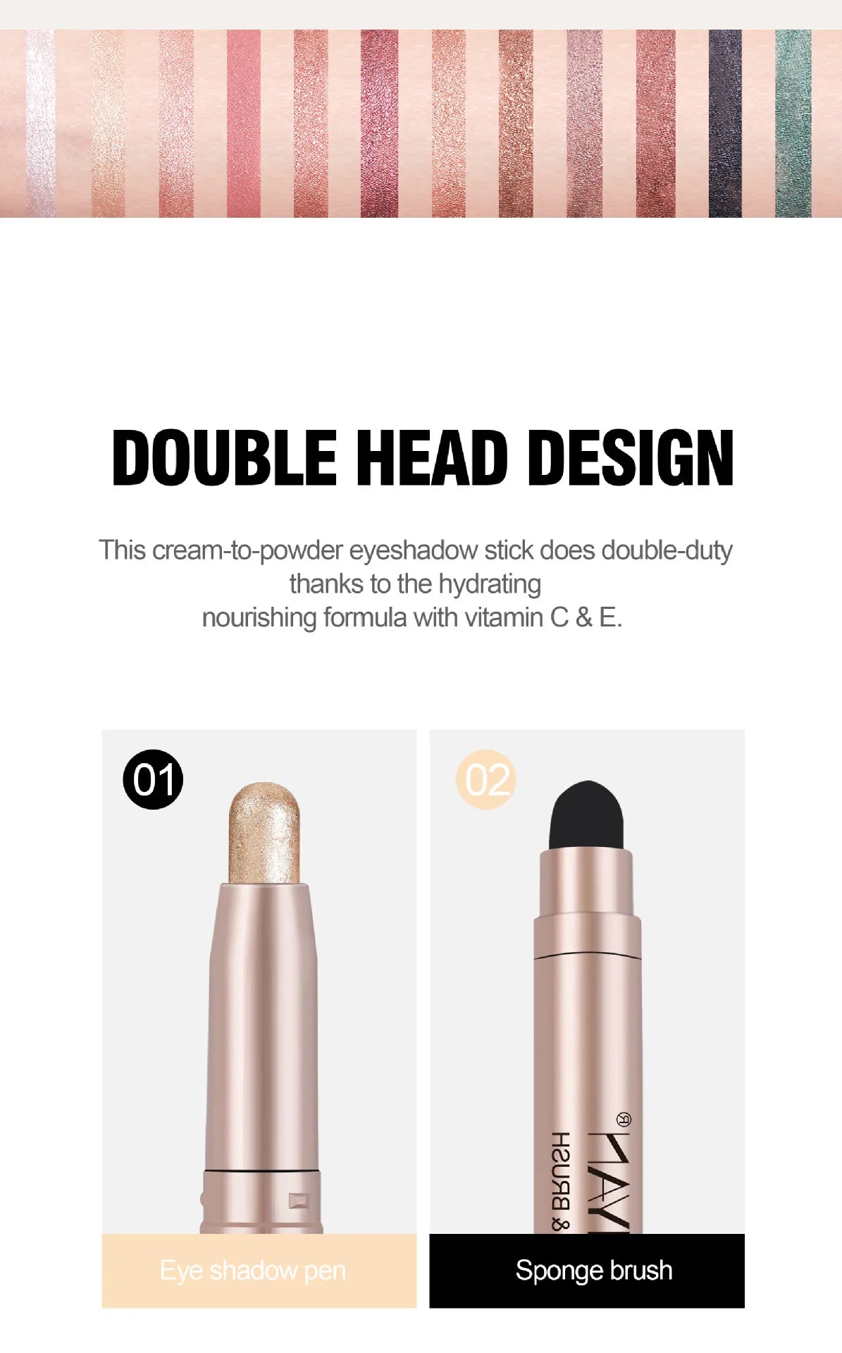 Shimmer Eye Shadow Stick – Creamy Highlight for Lids & More