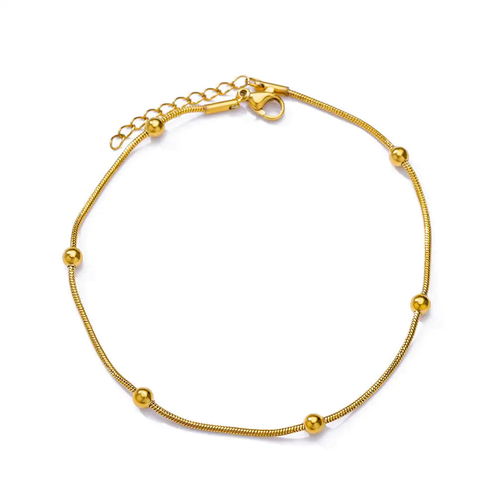 Chunky Figaro Chain Anklet – Unisex Stainless Steel Gold Anklet Jewelry (21+10cm)