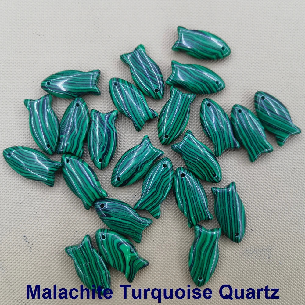 Small Fish Figurine Stone Pendant – Natural Crystal Gemstone for Jewelry & DIY Accessories