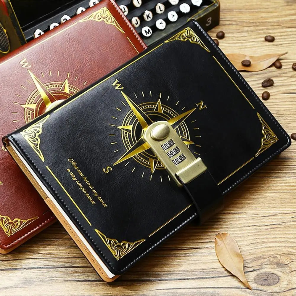 A5 Retro Password Lock Notebook – 200 Sheets Creative Thickened Diary & Stationery