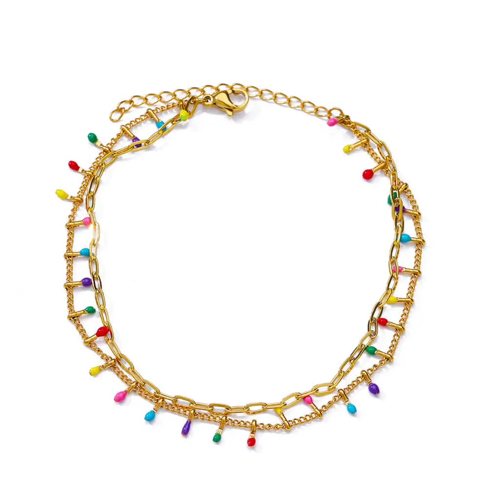 Chunky Figaro Chain Anklet – Unisex Stainless Steel Gold Anklet Jewelry (21+10cm)
