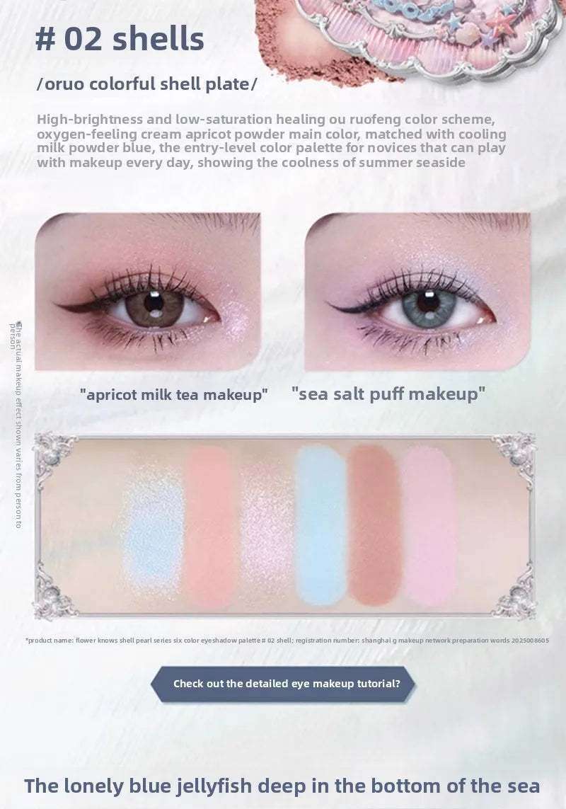 Shell Pearl 6-Color Eyeshadow Palette – Matte, Shimmer & Metallic Glow