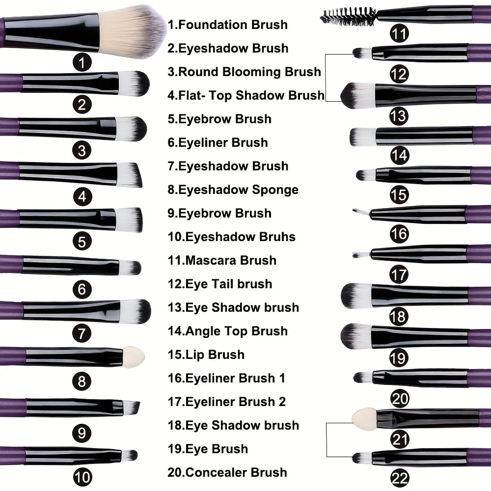 8/20-Piece Eye Makeup Brush Set – With Optional Sponges & Puffs