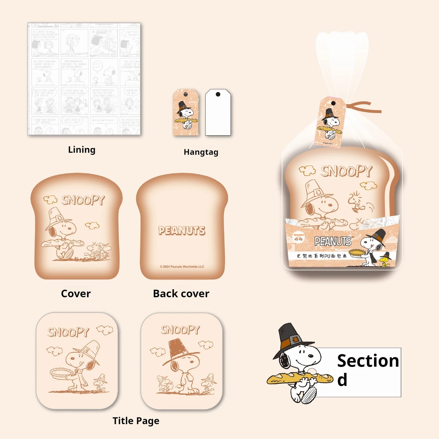 Cute Snoopy Bread-Shaped Notebook – Cartoon Mini Journal for Kids & Kawaii Stationery Lovers