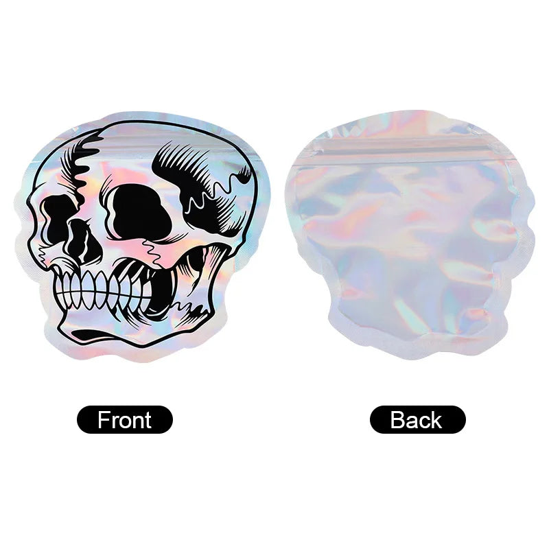 Halloween Skull Candy Bags – Self-Sealing Party Favor Pouches (10–100pcs)