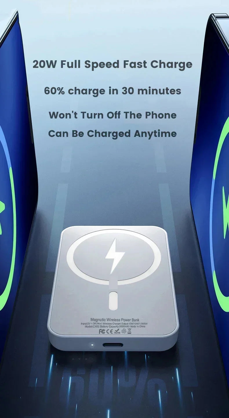 50000mAh Magnetic Wireless Power Bank – Fast Charging Portable Battery Pack