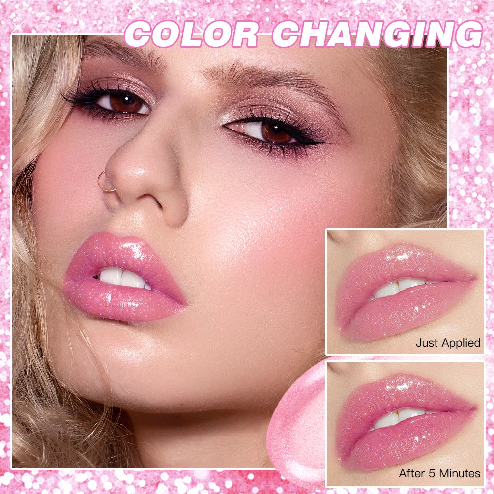 Color-Changing Jelly Lipstick – Glitter Tint & Moisturizing Balm