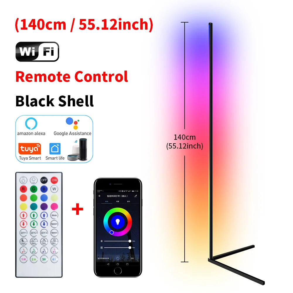Dimmable RGB Corner Floor Lamp – Smart LED Mood Light (140cm)