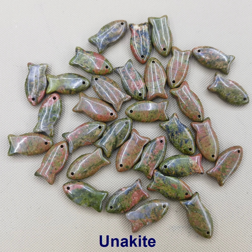 Small Fish Figurine Stone Pendant – Natural Crystal Gemstone for Jewelry & DIY Accessories