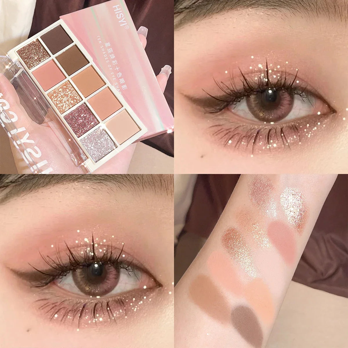 10-Color Matte & Glitter Eyeshadow Palette – Everyday Glam Meets All-Day Wear