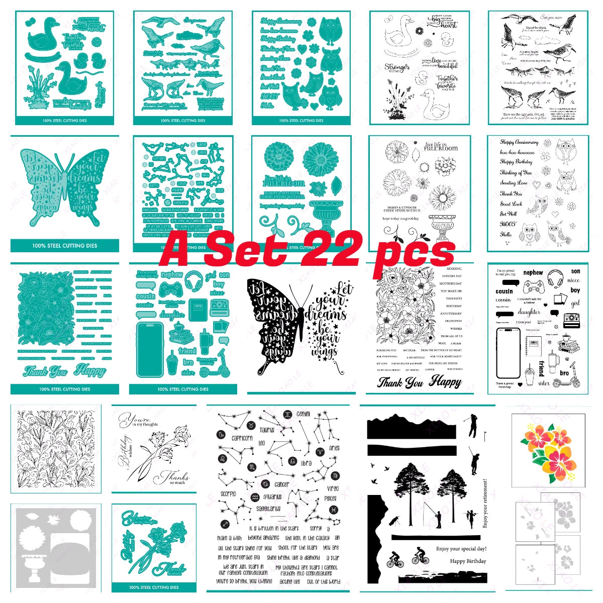 Holiday & Birthday Wishes Metal Cutting Dies – DIY Craft & Scrapbooking Stencils