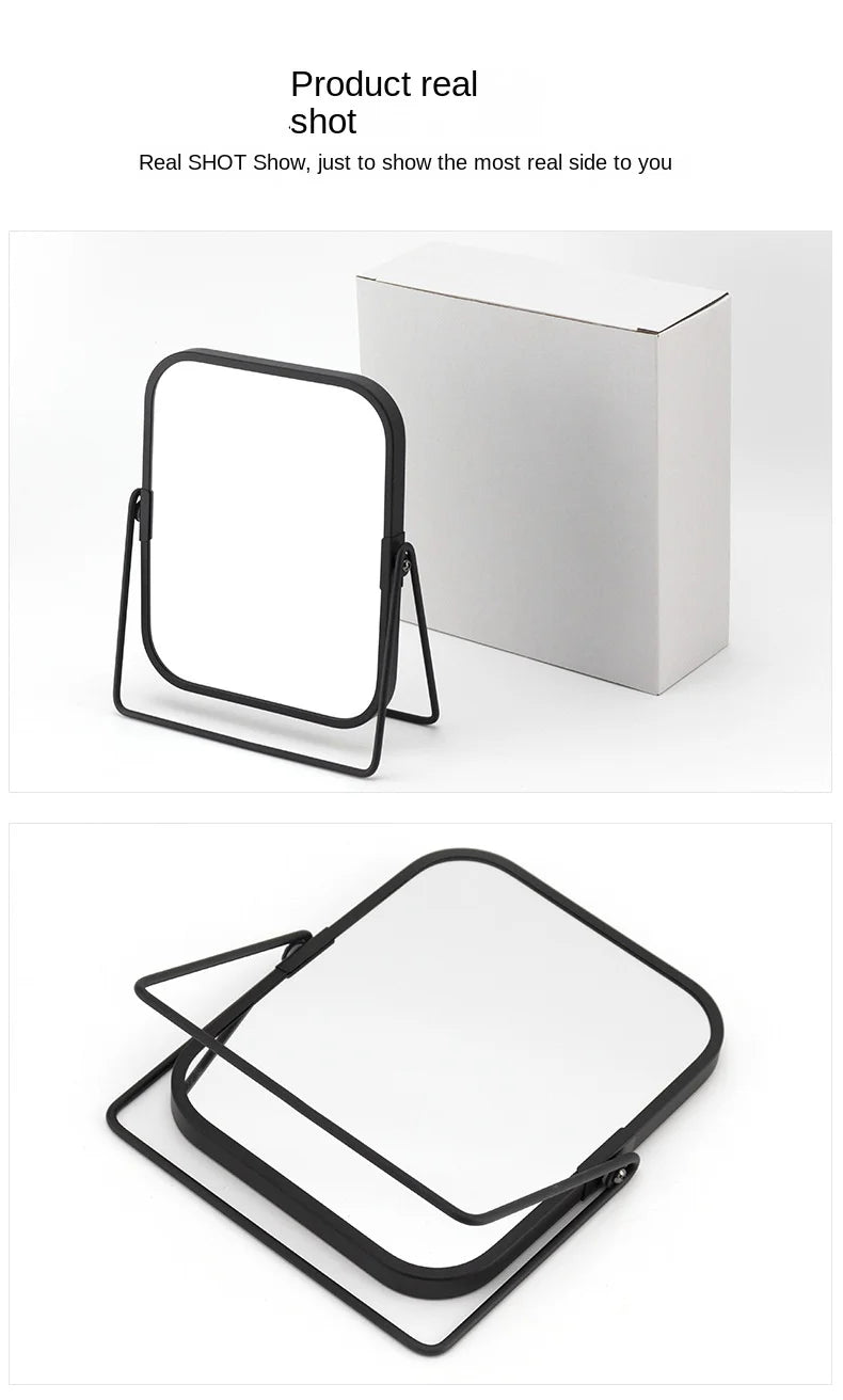 Dual-Sided Square Tabletop Makeup Mirror