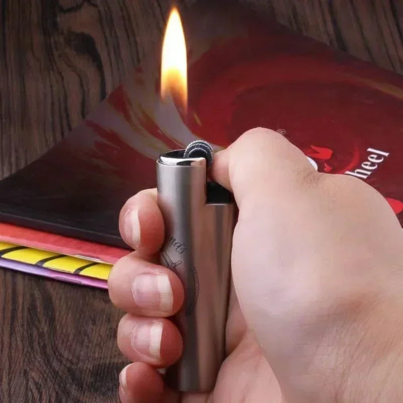 Metal Clipper-Style Butane Lighter – Sand Wheel Igniter (12-Pack)