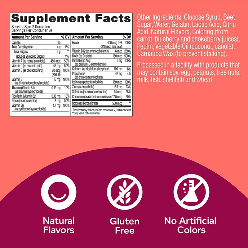 Women’s Adult Vitamin B Complex + D3 Gummies – Energy, Heart, Bone, Skin & Immunity Support