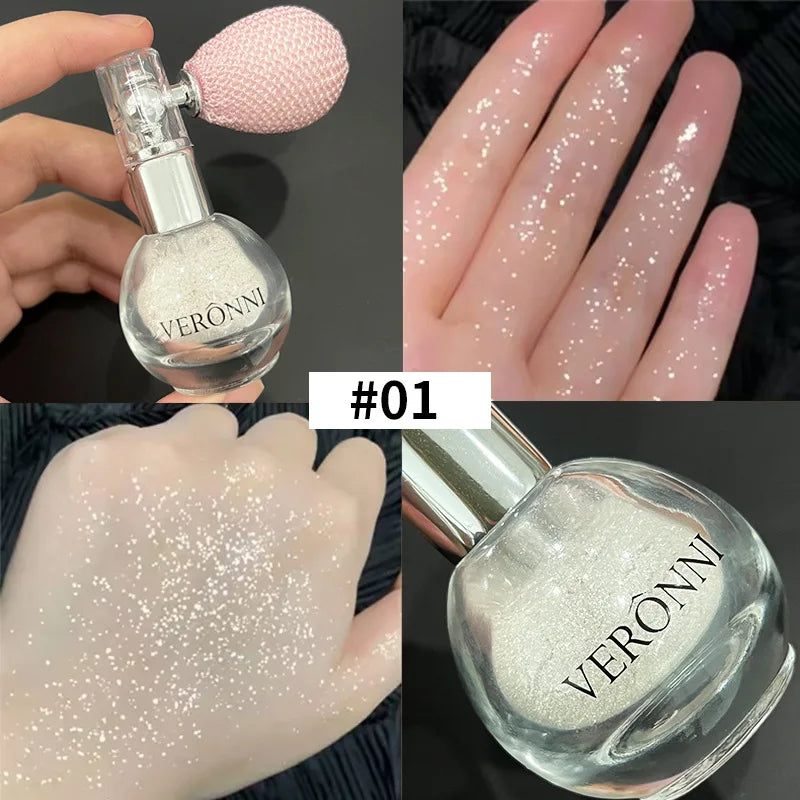 6-Color Diamond Highlighter Powder Spray – Waterproof Glitter Body & Face Bronzer (63.6g)