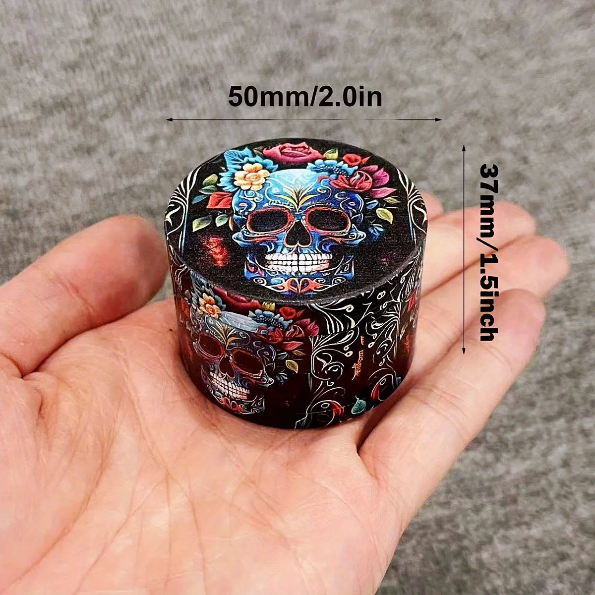 2-Inch Skull Design Metal Grinder – 4-Layer Manual Spice & Herb Mill Crusher