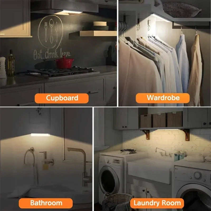 PIR Motion Sensor LED Under Cabinet Lamp – Rechargeable & Dimmable