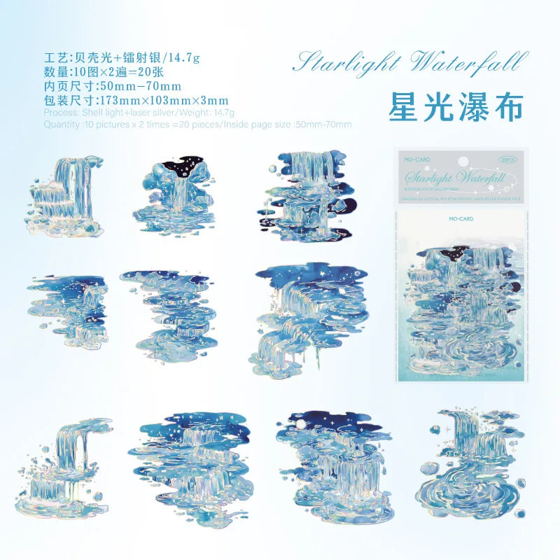 20pcs Kawaii “Boundless Waterspeak” Stickers – Dreamy Decor for Your Journal