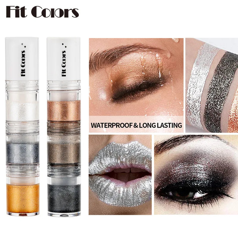 Fit Colors 3-Section Liquid Shimmer Eyeshadow Set – Pearl, Diamond & Drama