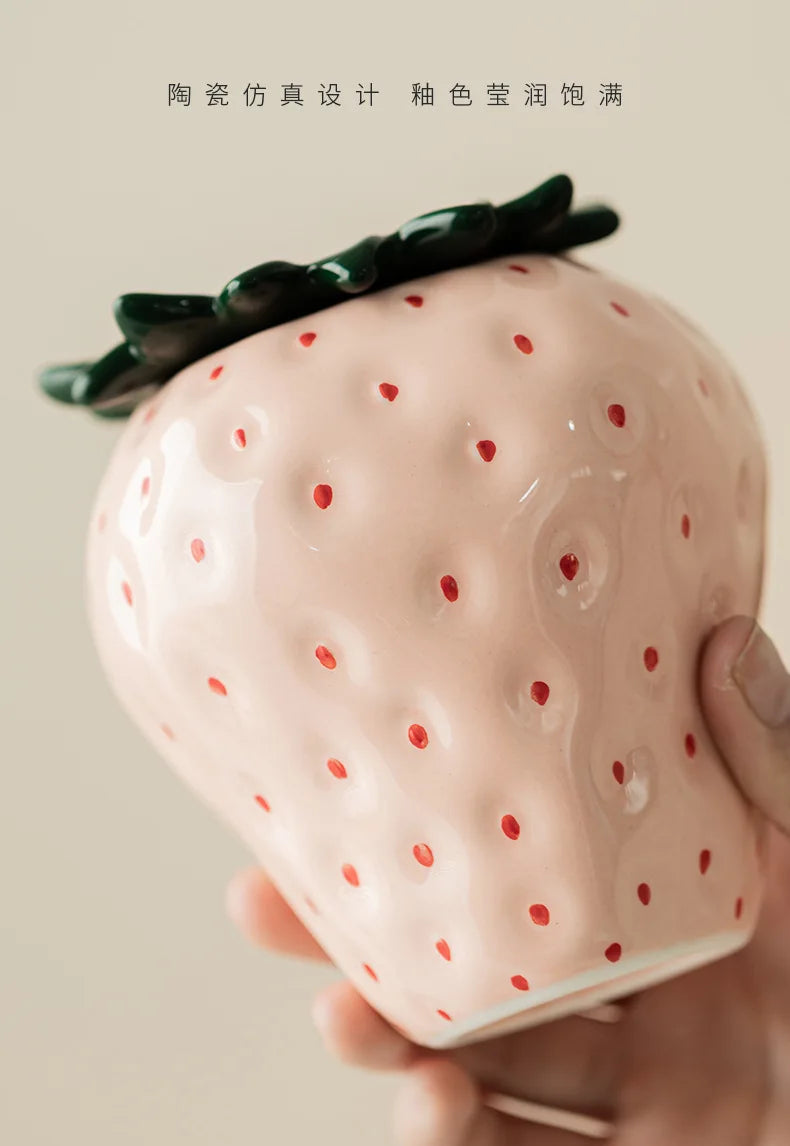 Strawberry Ceramic Storage AshTray with Lid